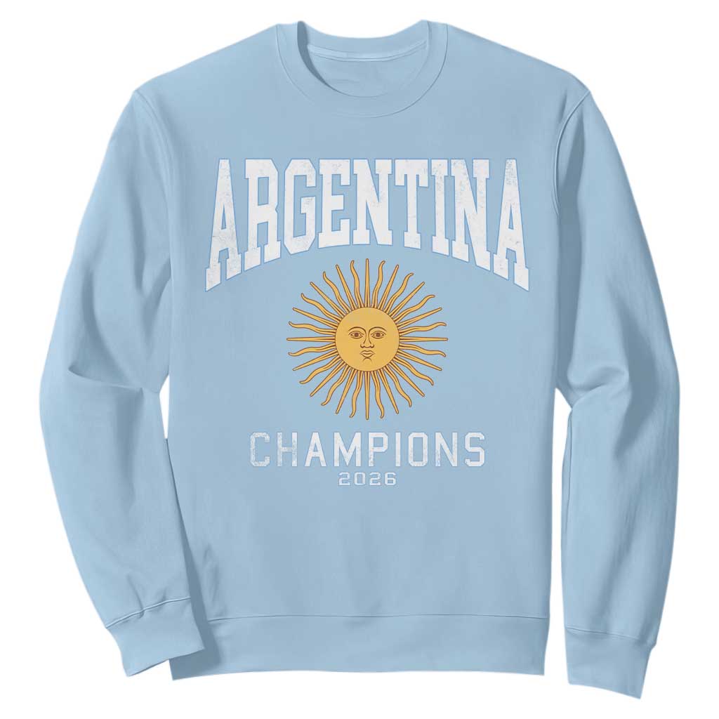 Argentina Champions 2026 Sweatshirt Argentinian Pride Vintage Sol De Mayo TS11 Light Blue Print Your Wear