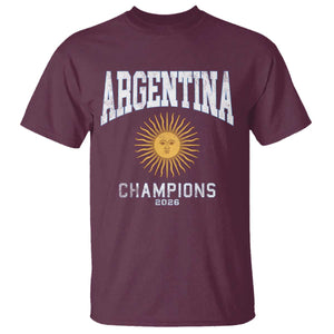Argentina Champions 2026 T Shirt Argentinian Pride Vintage Sol De Mayo TS11 Maroon Print Your Wear