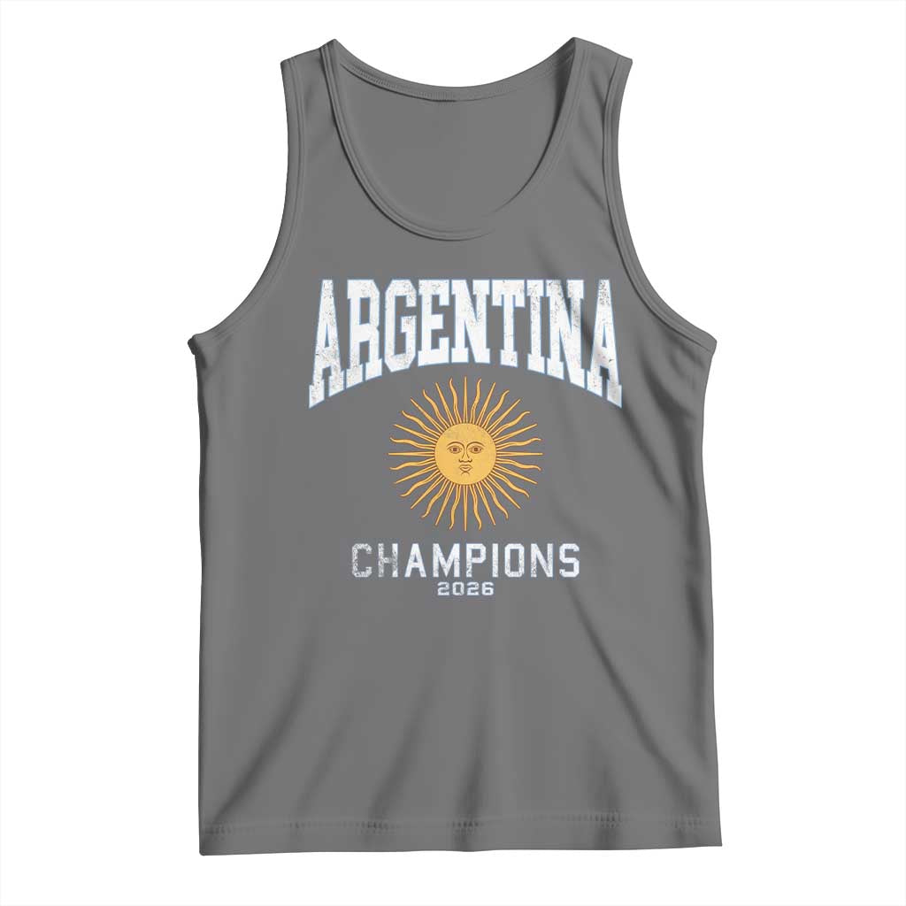Argentina Champions 2026 Tank Top Argentinian Pride Vintage Sol De Mayo TS11 Black Heather Print Your Wear