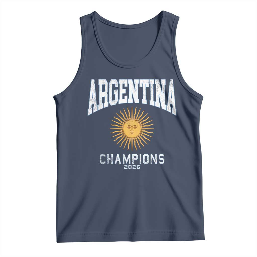 Argentina Champions 2026 Tank Top Argentinian Pride Vintage Sol De Mayo TS11 Navy Print Your Wear