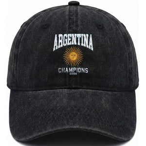 Argentina Champions 2026 Washed Cotton Baseball Cap Argentinian Pride Vintage Sol De Mayo TS11 Print Your Wear