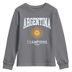 Argentina Champions 2026 Youth Sweatshirt Argentinian Pride Vintage Sol De Mayo TS11 Charcoal Print Your Wear
