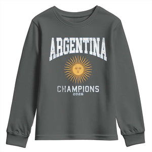 Argentina Champions 2026 Youth Sweatshirt Argentinian Pride Vintage Sol De Mayo TS11 Dark Heather Print Your Wear