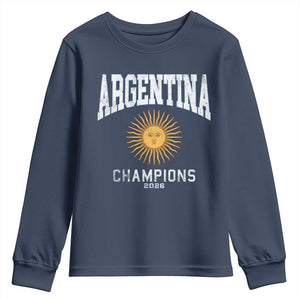 Argentina Champions 2026 Youth Sweatshirt Argentinian Pride Vintage Sol De Mayo TS11 Navy Print Your Wear