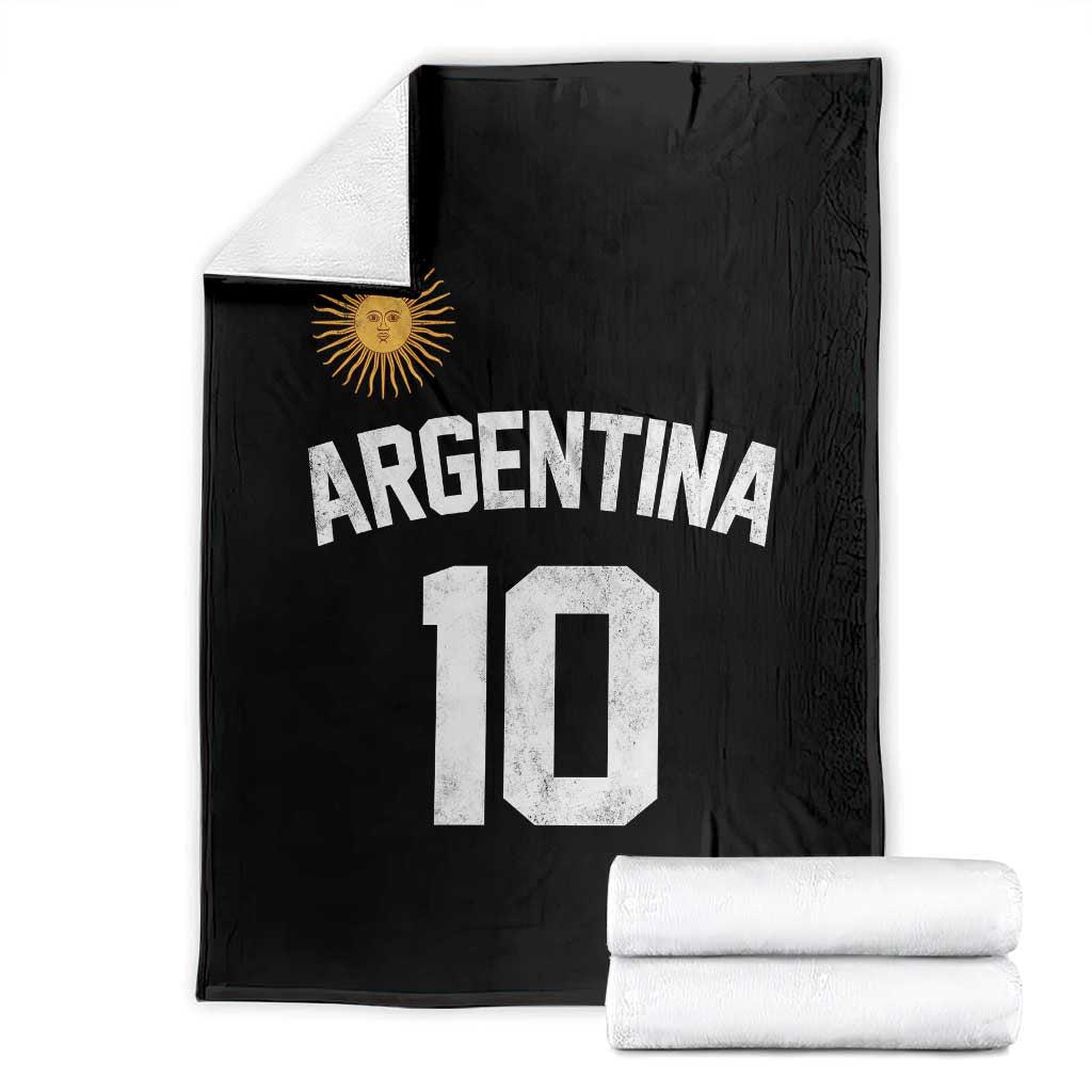 Argentina Football Number 10 Jersey Style Throw Blanket Soccer Fan TS11 Black Print Your Wear
