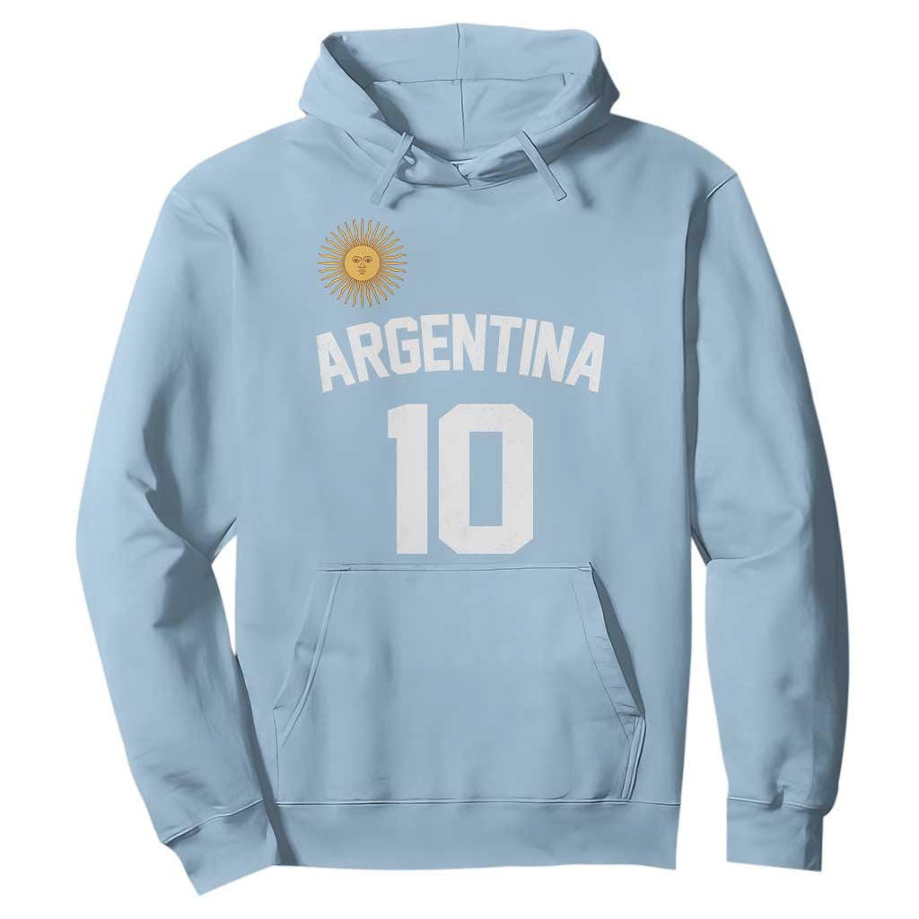 Argentina Football Number 10 Jersey Style Hoodie Soccer Fan TS11 Light Blue Print Your Wear