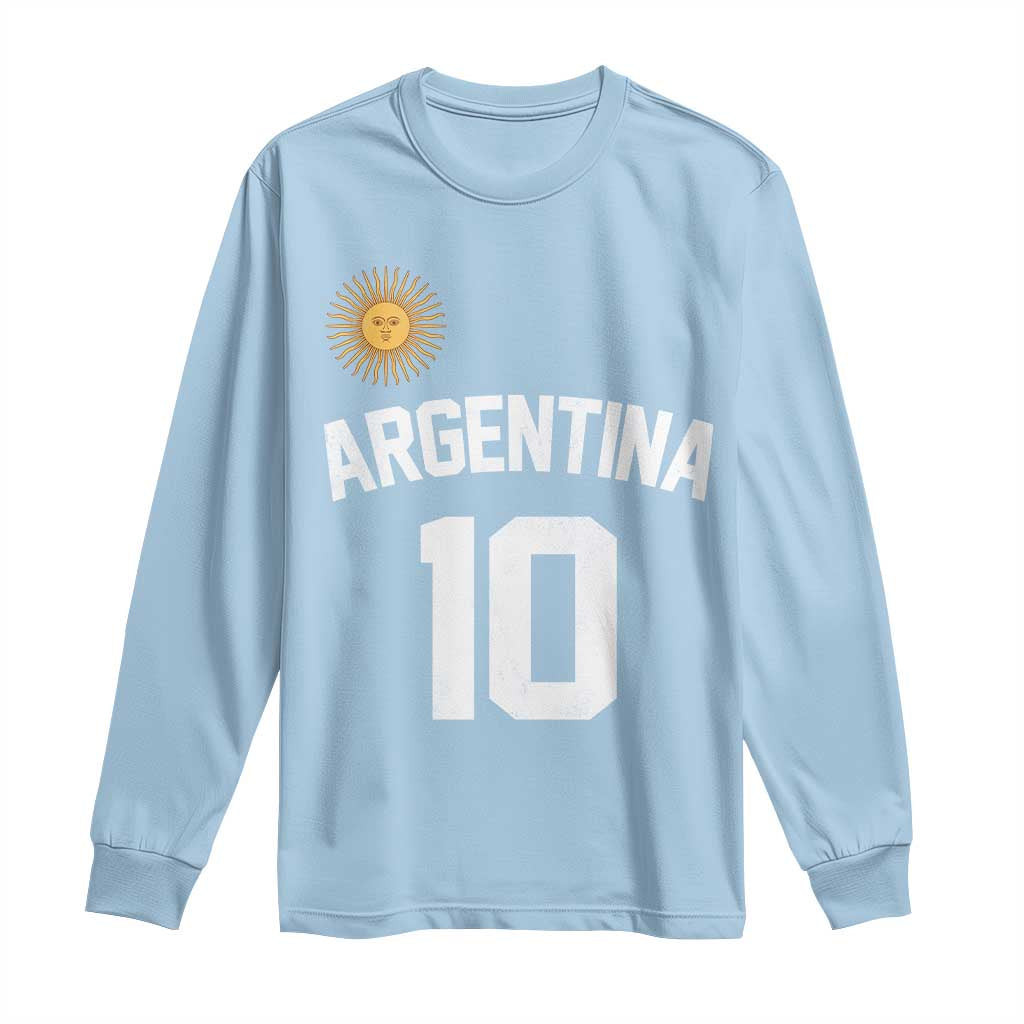 Argentina Football Number 10 Jersey Style Long Sleeve Shirt Soccer Fan TS11 Light Blue Print Your Wear