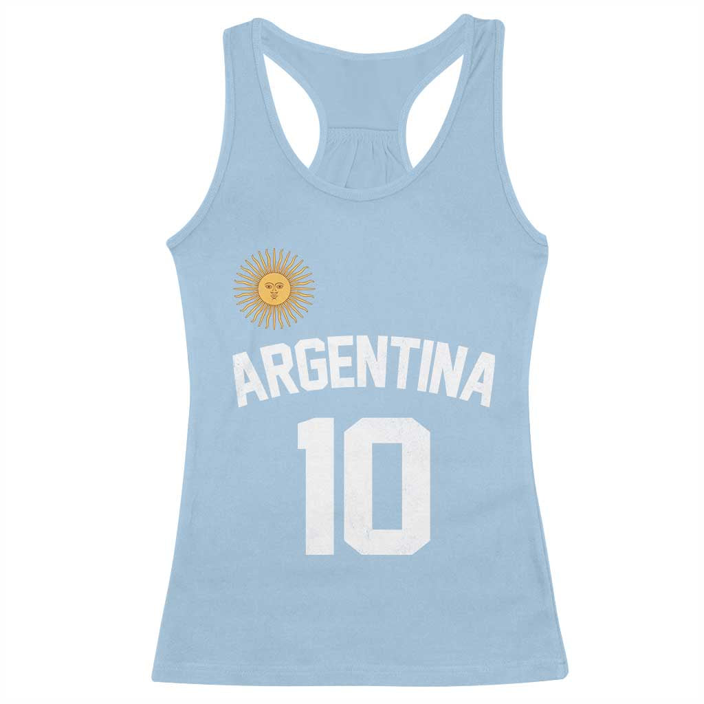 Argentina Football Number 10 Jersey Style Racerback Tank Top Soccer Fan TS11 Light Blue Print Your Wear