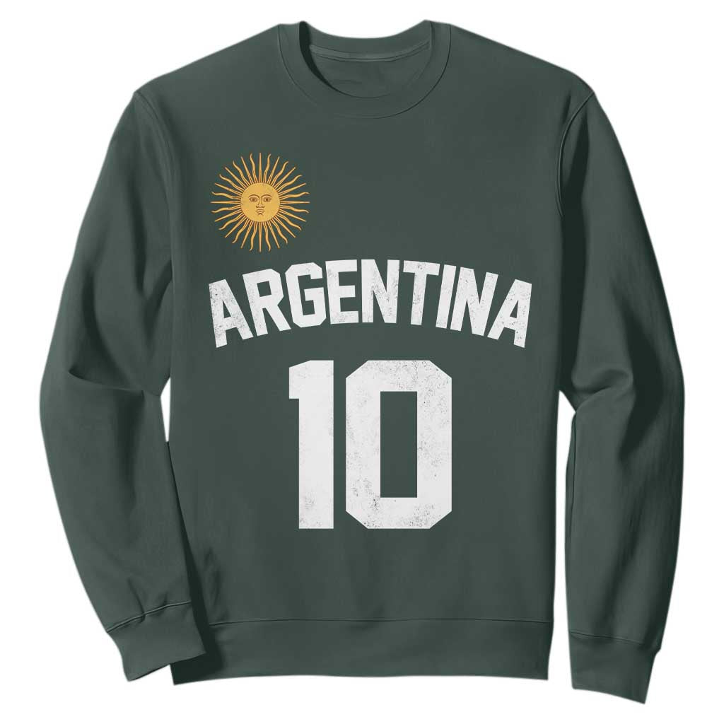 Argentina Football Number 10 Jersey Style Sweatshirt Soccer Fan TS11 Dark Forest Green Print Your Wear