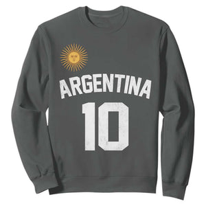 Argentina Football Number 10 Jersey Style Sweatshirt Soccer Fan TS11 Dark Heather Print Your Wear