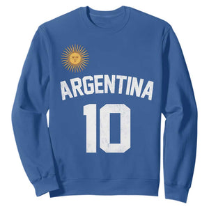 Argentina Football Number 10 Jersey Style Sweatshirt Soccer Fan TS11 Royal Blue Print Your Wear