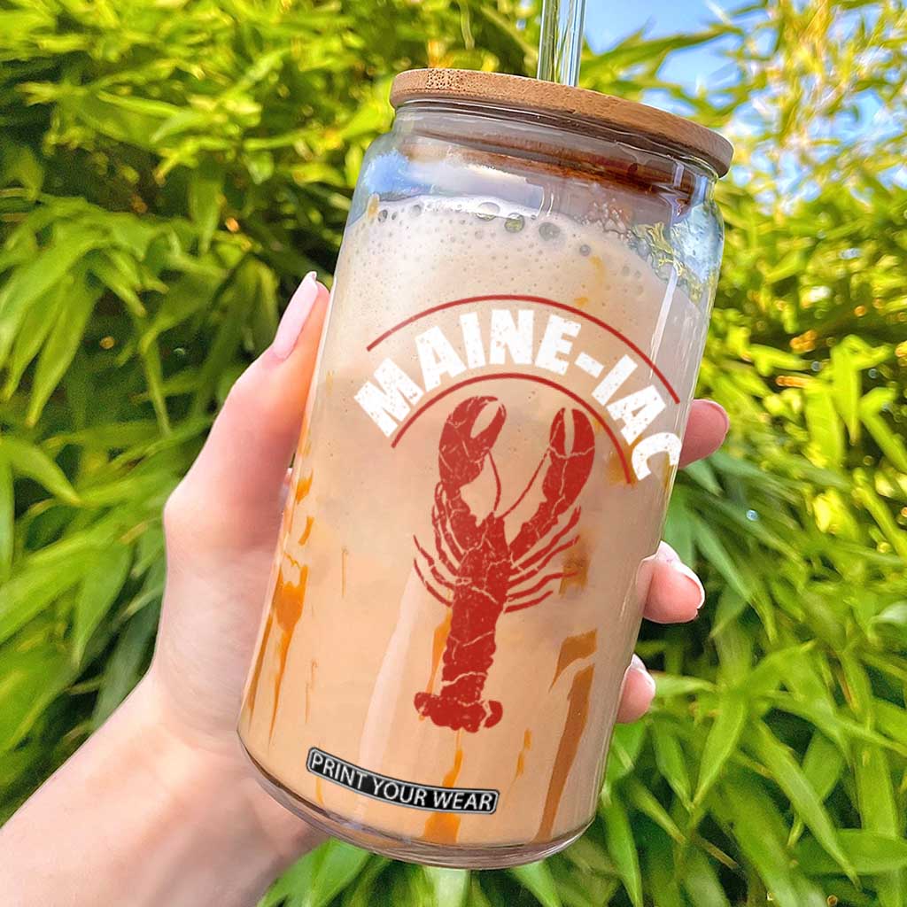 Maine Lobster Glass Can Funny Maine iac Lobstering Fisherman TS11 Black Print Your Wear