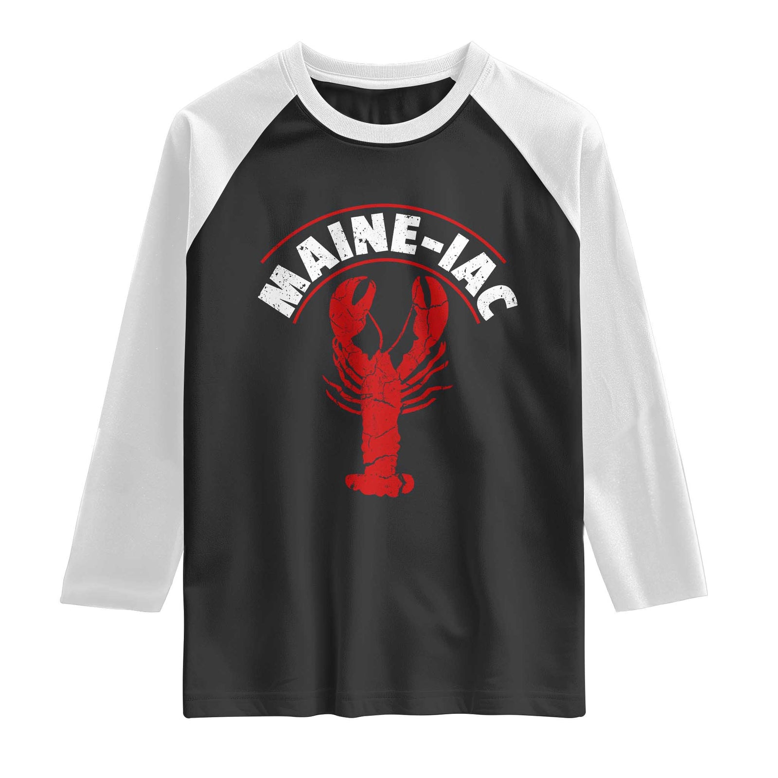 Maine Lobster Raglan Shirt Funny Maine iac Lobstering Fisherman TS11 Black White Print Your Wear