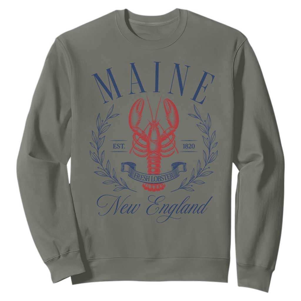 Maine Lobster New England Souvenir Pride Vintage Sweatshirt TS11 Military Green Print Your Wear