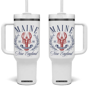Maine Lobster New England Souvenir Pride Vintage Tumbler With Handle TS11 One Size: 40 oz White Print Your Wear