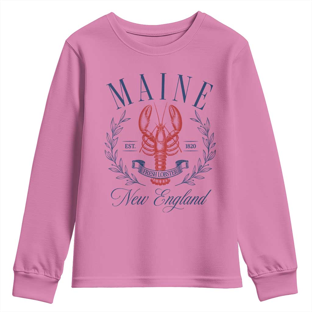 Maine Lobster New England Souvenir Pride Vintage Youth Sweatshirt TS11 Azalea Print Your Wear