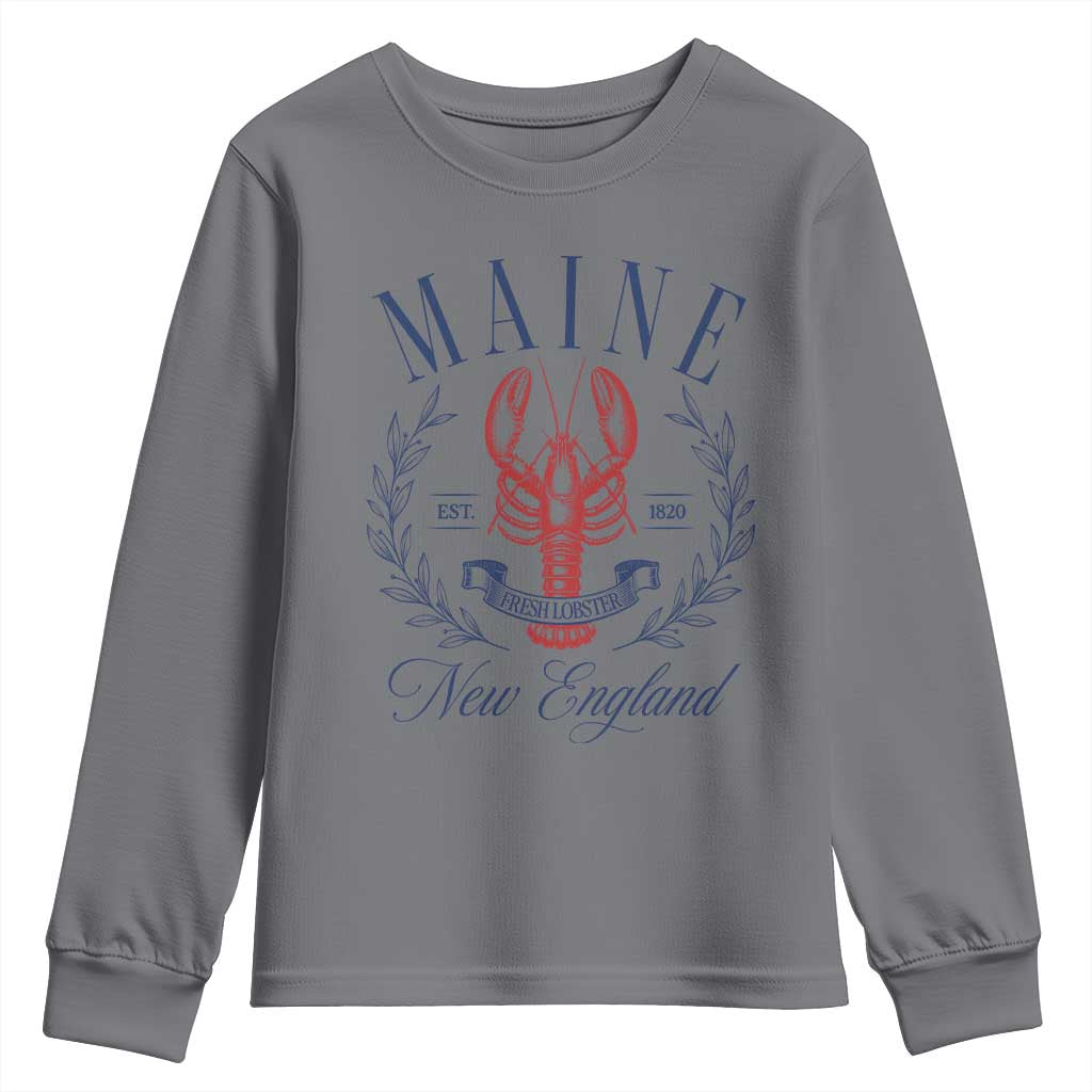 Maine Lobster New England Souvenir Pride Vintage Youth Sweatshirt TS11 Charcoal Print Your Wear