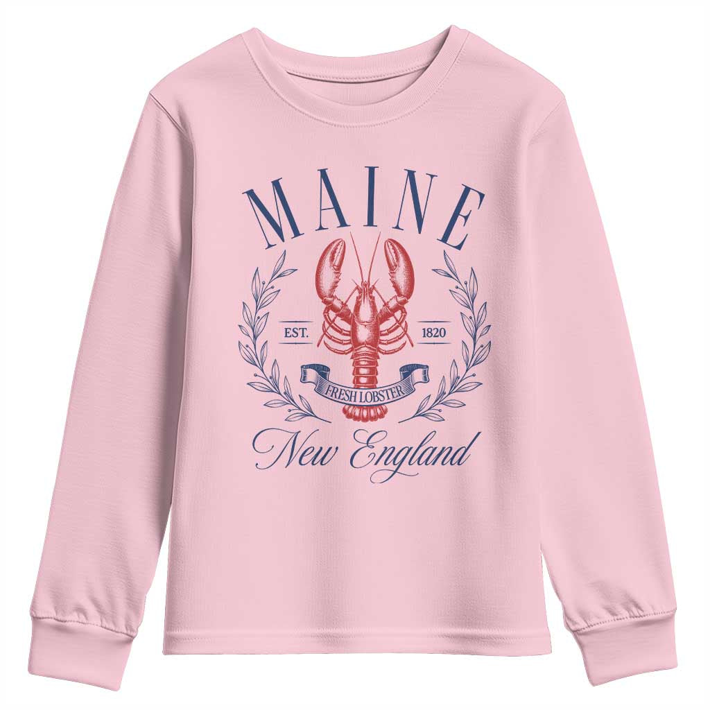 Maine Lobster New England Souvenir Pride Vintage Youth Sweatshirt TS11 Light Pink Print Your Wear