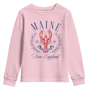 Maine Lobster New England Souvenir Pride Vintage Youth Sweatshirt TS11 Light Pink Print Your Wear