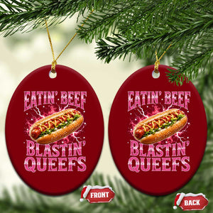 Eatin Beef Blastin' Queefs Funny Embarrassing Hot Dog Retro Bootleg Ceramic Ornament TS11 Print Your Wear