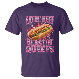 Eatin Beef Blastin' Queefs Funny Embarrassing Hot Dog Retro Bootleg T Shirt TS11 Purple Print Your Wear