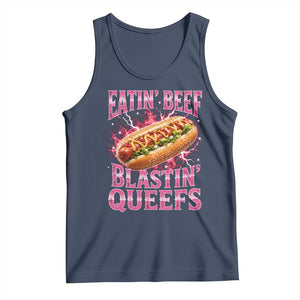 Eatin Beef Blastin' Queefs Funny Embarrassing Hot Dog Retro Bootleg Tank Top TS11 Navy Print Your Wear