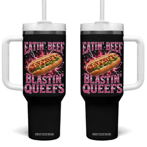 Eatin Beef Blastin' Queefs Funny Embarrassing Hot Dog Retro Bootleg Tumbler With Handle TS11 One Size: 40 oz Black Print Your Wear