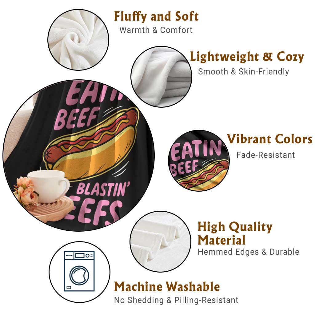 Eatin Beef Blastin' Queefs Funny Hot Dog Adult Humor Throw Blanket TS11 Print Your Wear