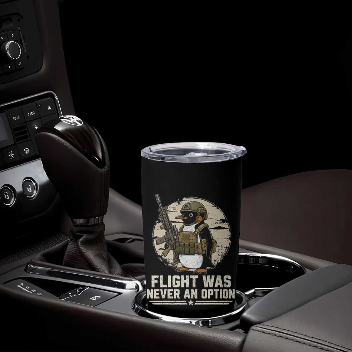Funny Penguin Flight Was Never An Option Tumbler Cup Tactical Penguin Gun Lover TS11 Print Your Wear