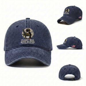 Funny Penguin Flight Was Never An Option Washed Cotton Baseball Cap Tactical Penguin Gun Lover TS11 Washed Cap Universal Fit Navy Print Your Wear