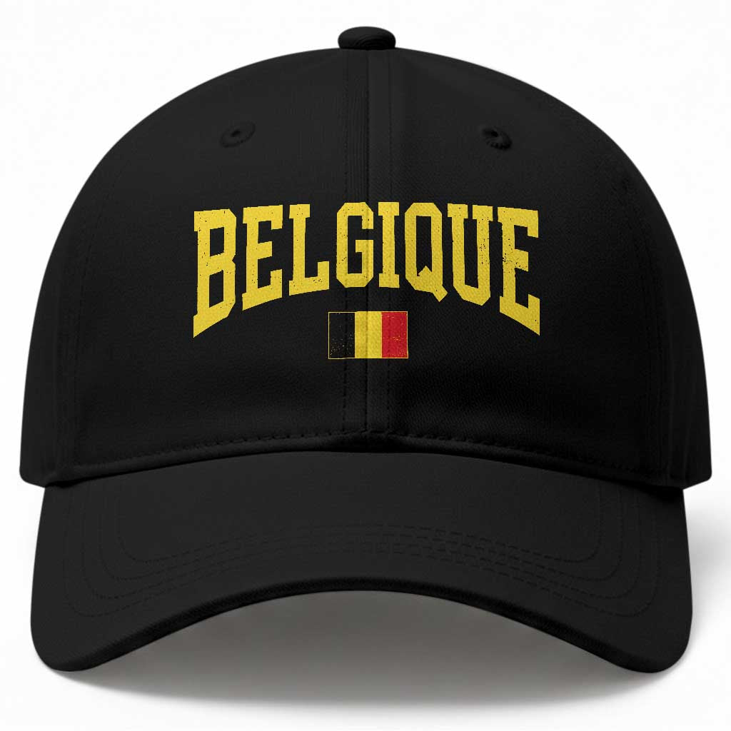 Belgium Belgique Throwback Design Vintage Belgian Flag Jersey Style Baseball Cap TS11 Print Your Wear