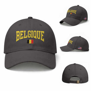 Belgium Belgique Throwback Design Vintage Belgian Flag Jersey Style Baseball Cap TS11 Baseball Cap Universal Fit Dark Gray Print Your Wear