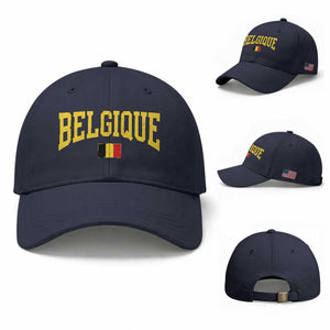 Belgium Belgique Throwback Design Vintage Belgian Flag Jersey Style Baseball Cap TS11 Baseball Cap Universal Fit Navy Print Your Wear