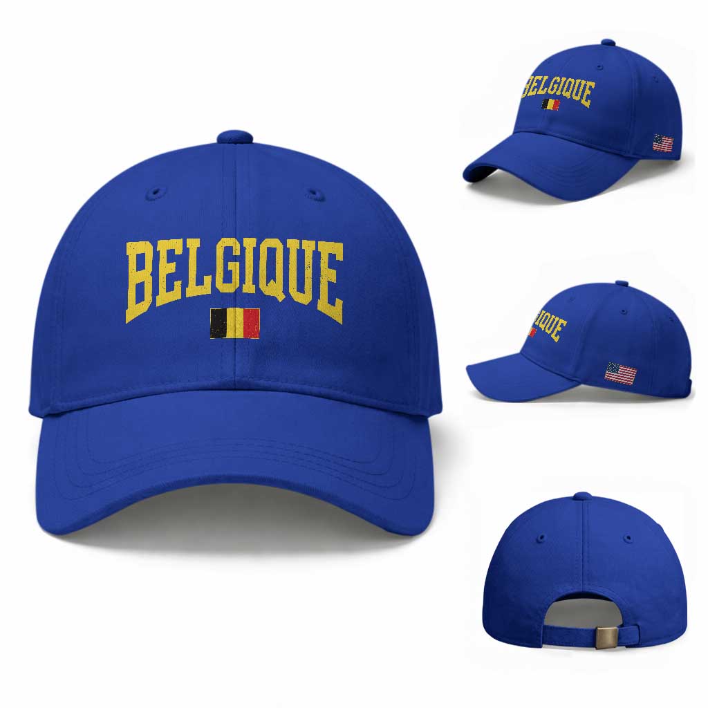 Belgium Belgique Throwback Design Vintage Belgian Flag Jersey Style Baseball Cap TS11 Baseball Cap Universal Fit Royal Blue Print Your Wear