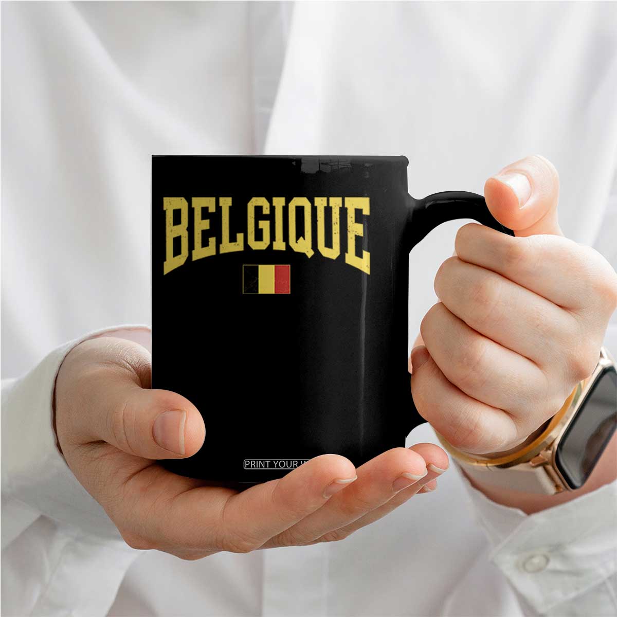 Belgium Belgique Throwback Design Vintage Belgian Flag Jersey Style Coffee Mug TS11 Print Your Wear