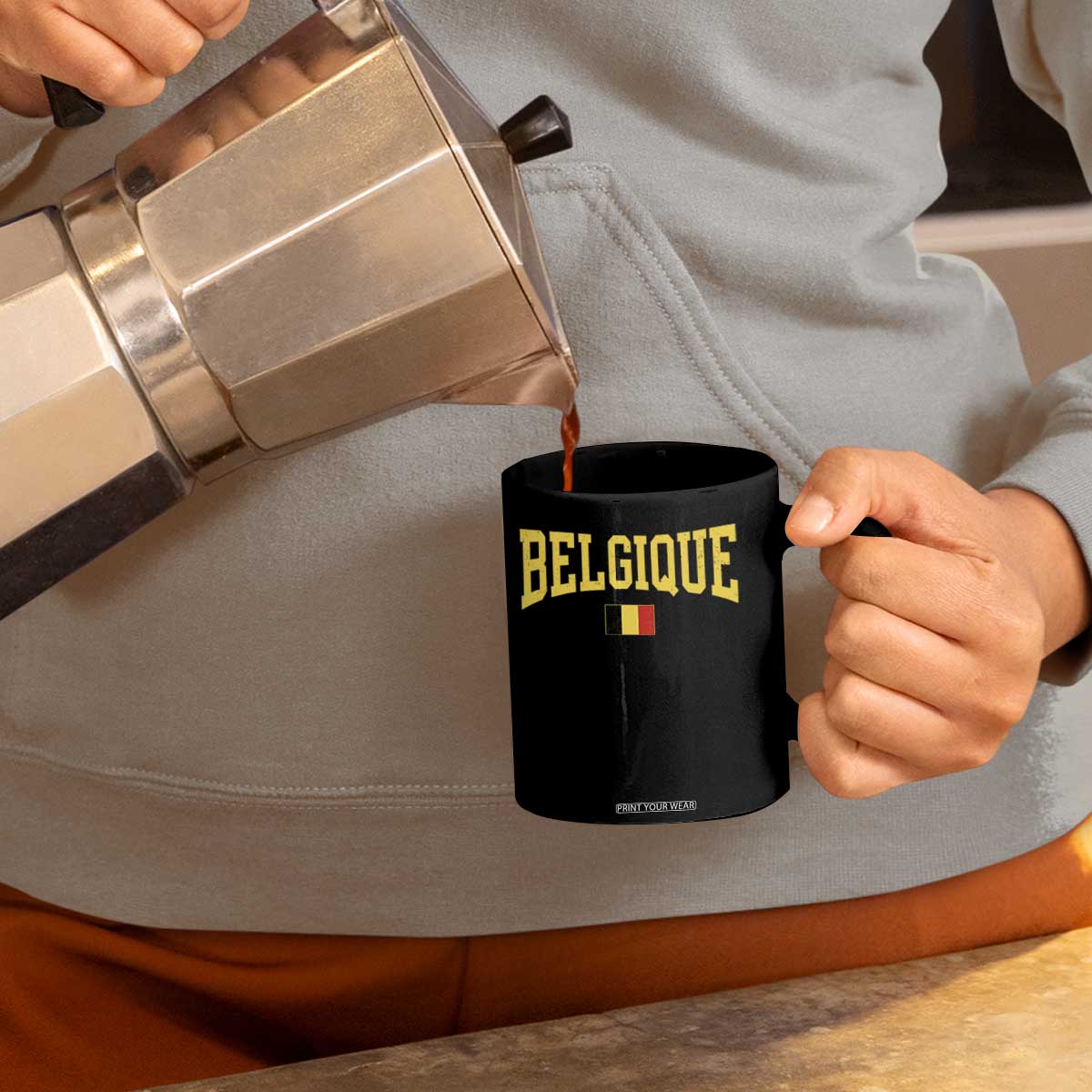 Belgium Belgique Throwback Design Vintage Belgian Flag Jersey Style Coffee Mug TS11 Print Your Wear