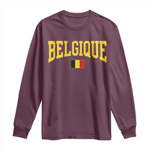 Belgium Belgique Throwback Design Vintage Belgian Flag Jersey Style Long Sleeve Shirt TS11 Maroon Print Your Wear
