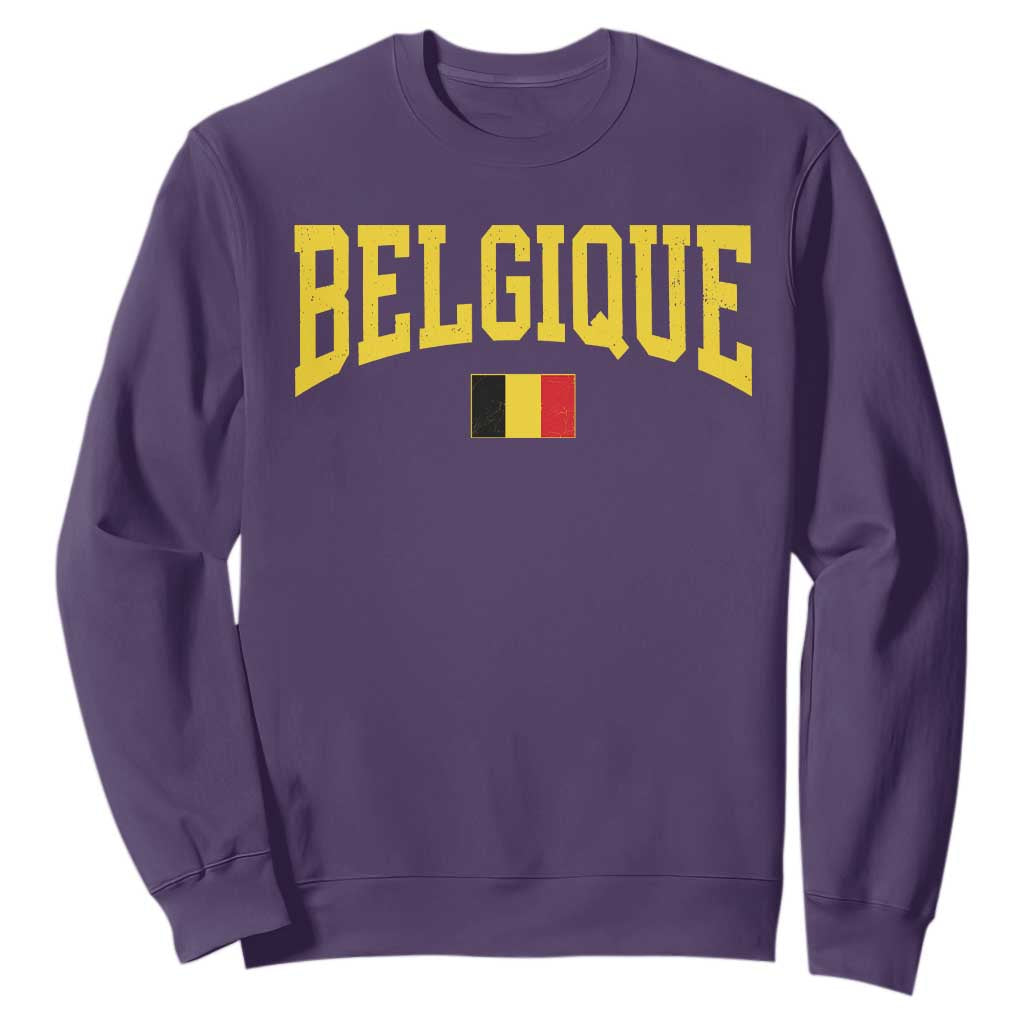 Belgium Belgique Throwback Design Vintage Belgian Flag Jersey Style Sweatshirt TS11 Purple Print Your Wear