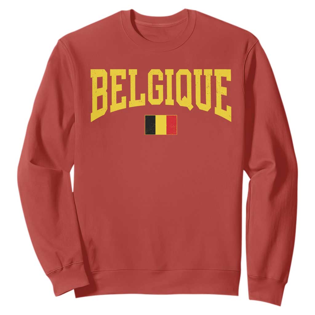 Belgium Belgique Throwback Design Vintage Belgian Flag Jersey Style Sweatshirt TS11 Red Print Your Wear