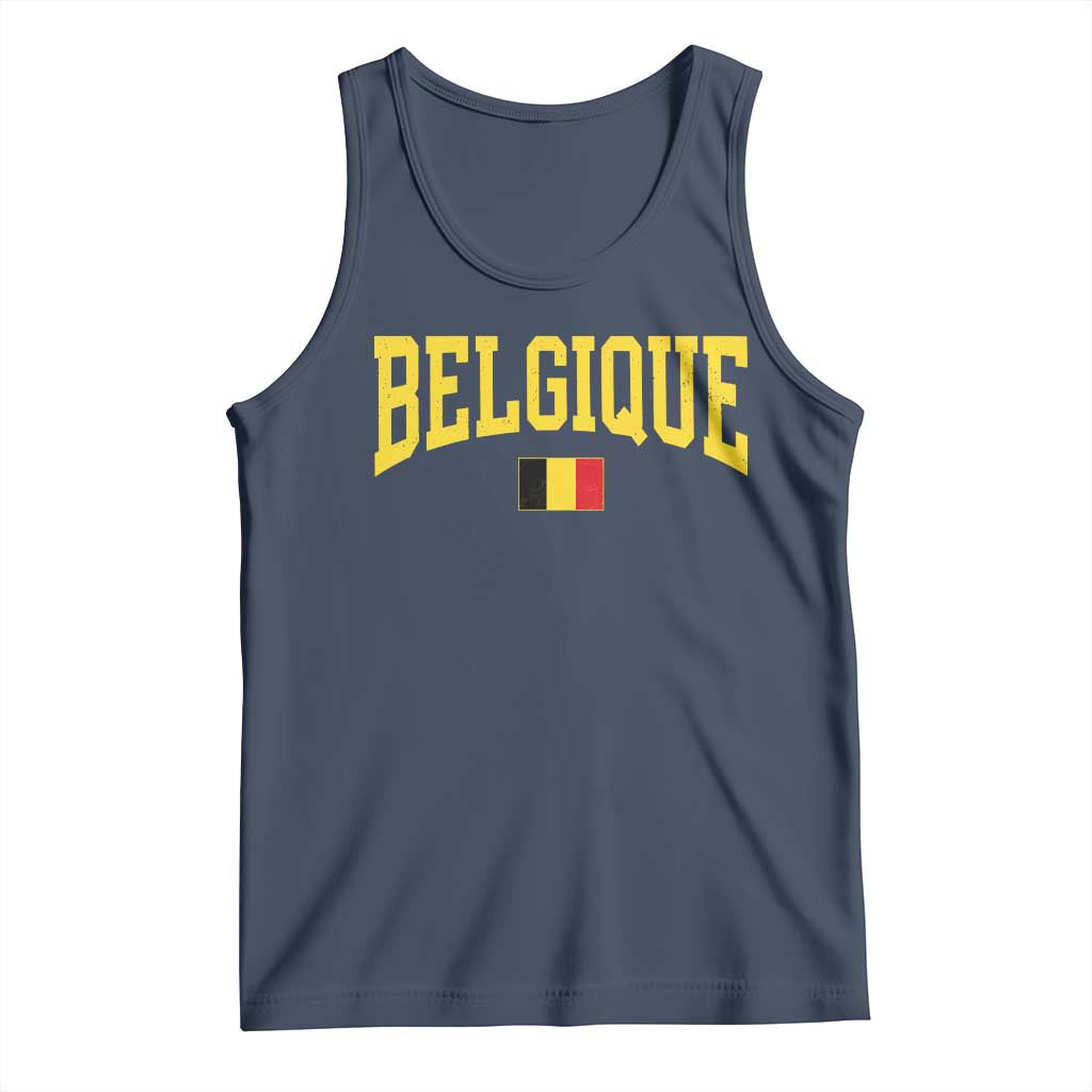 Belgium Belgique Throwback Design Vintage Belgian Flag Jersey Style Tank Top TS11 Navy Print Your Wear