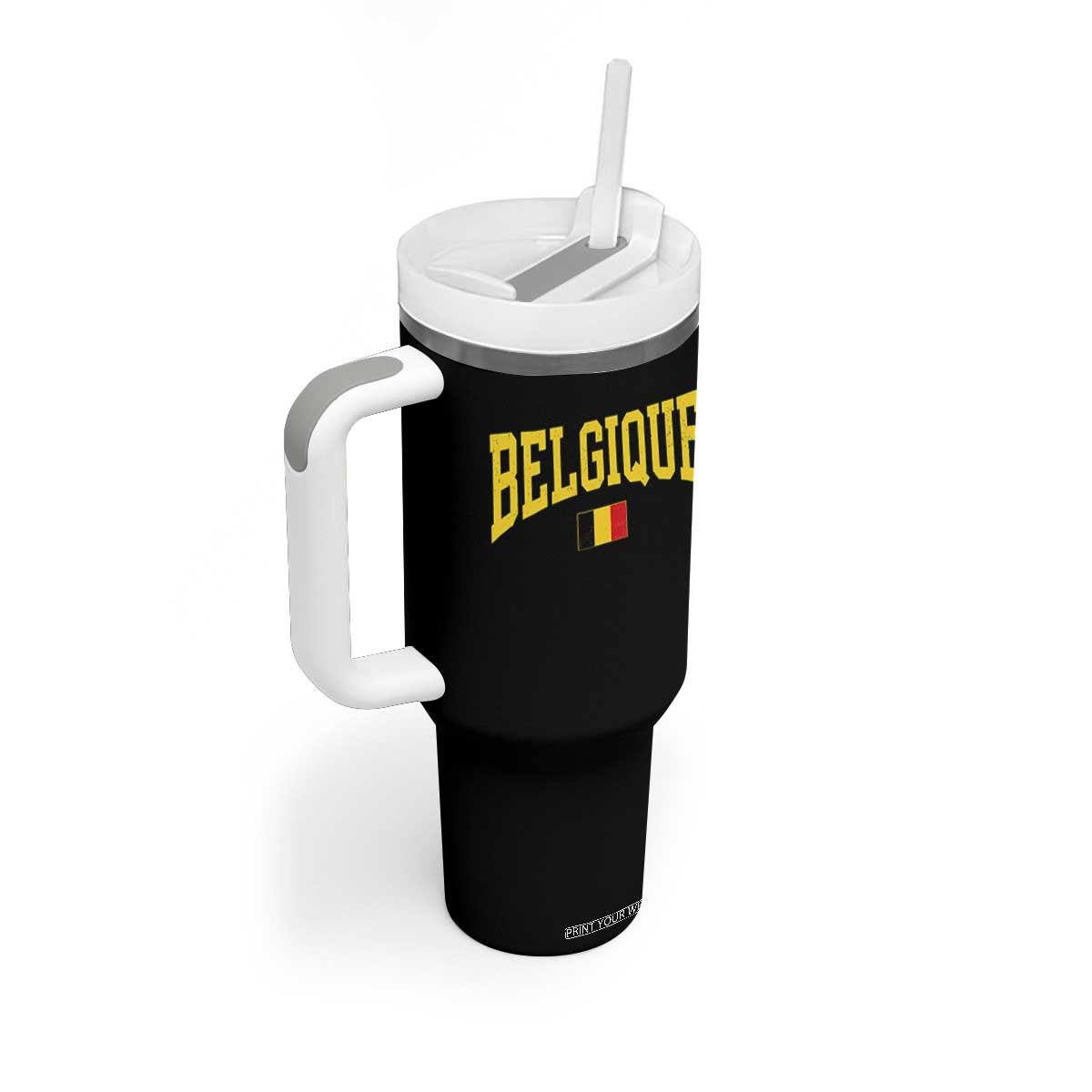 Belgium Belgique Throwback Design Vintage Belgian Flag Jersey Style Tumbler With Handle TS11 Print Your Wear