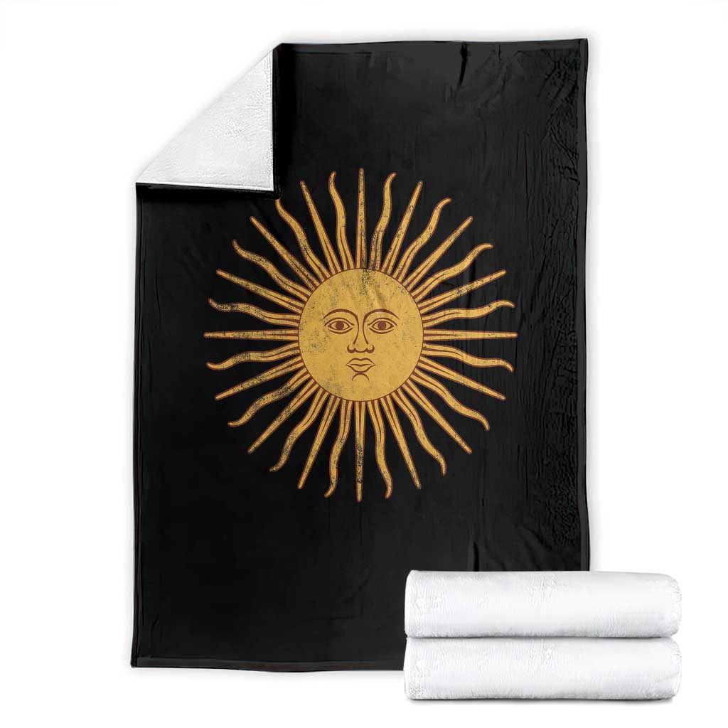 Argentina Sol De Mayo Vintage Argentinian Sun Throwback Design Throw Blanket TS11 Black Print Your Wear