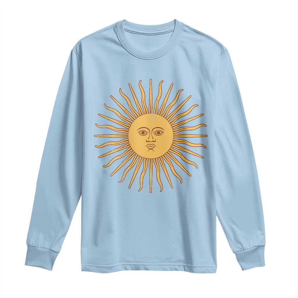 Argentina Sol De Mayo Vintage Argentinian Sun Throwback Design Long Sleeve Shirt TS11 Light Blue Print Your Wear