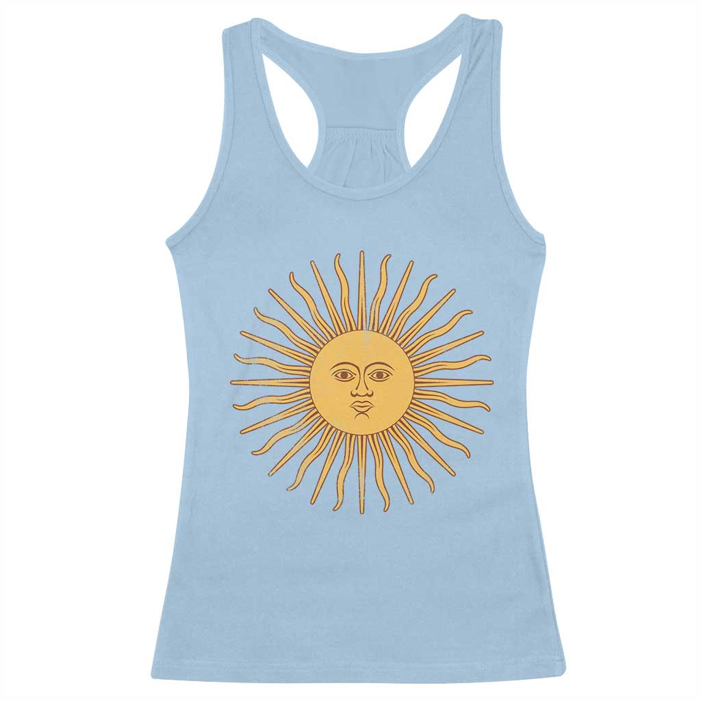 Argentina Sol De Mayo Vintage Argentinian Sun Throwback Design Racerback Tank Top TS11 Light Blue Print Your Wear
