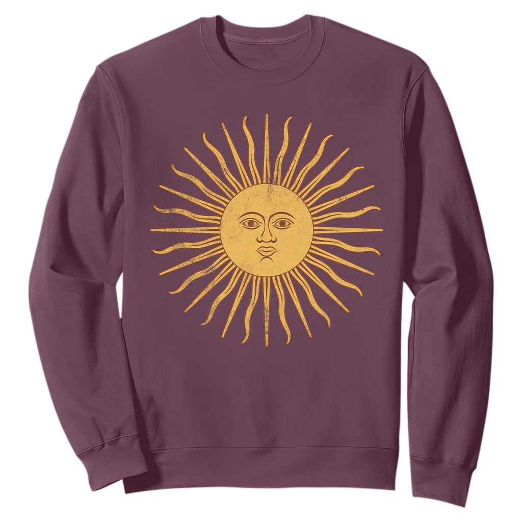 Argentina Sol De Mayo Vintage Argentinian Sun Throwback Design Sweatshirt TS11 Maroon Print Your Wear