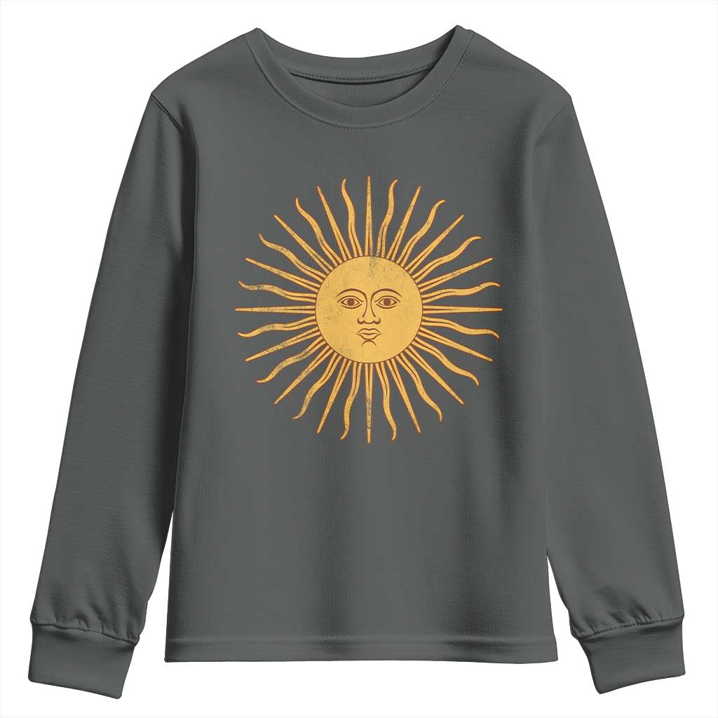 Argentina Sol De Mayo Vintage Argentinian Sun Throwback Design Youth Sweatshirt TS11 Dark Heather Print Your Wear