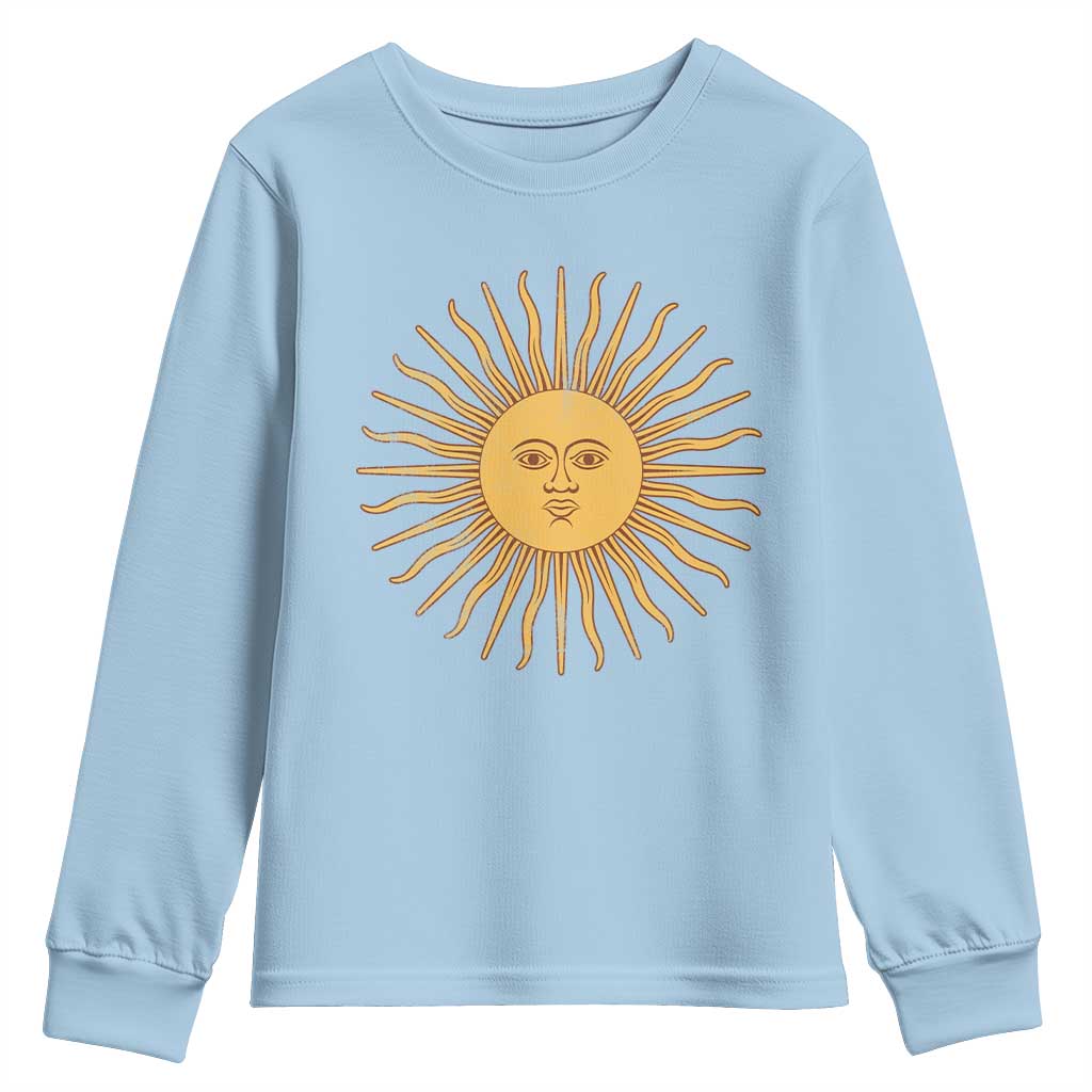 Argentina Sol De Mayo Vintage Argentinian Sun Throwback Design Youth Sweatshirt TS11 Light Blue Print Your Wear