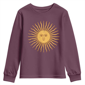 Argentina Sol De Mayo Vintage Argentinian Sun Throwback Design Youth Sweatshirt TS11 Maroon Print Your Wear