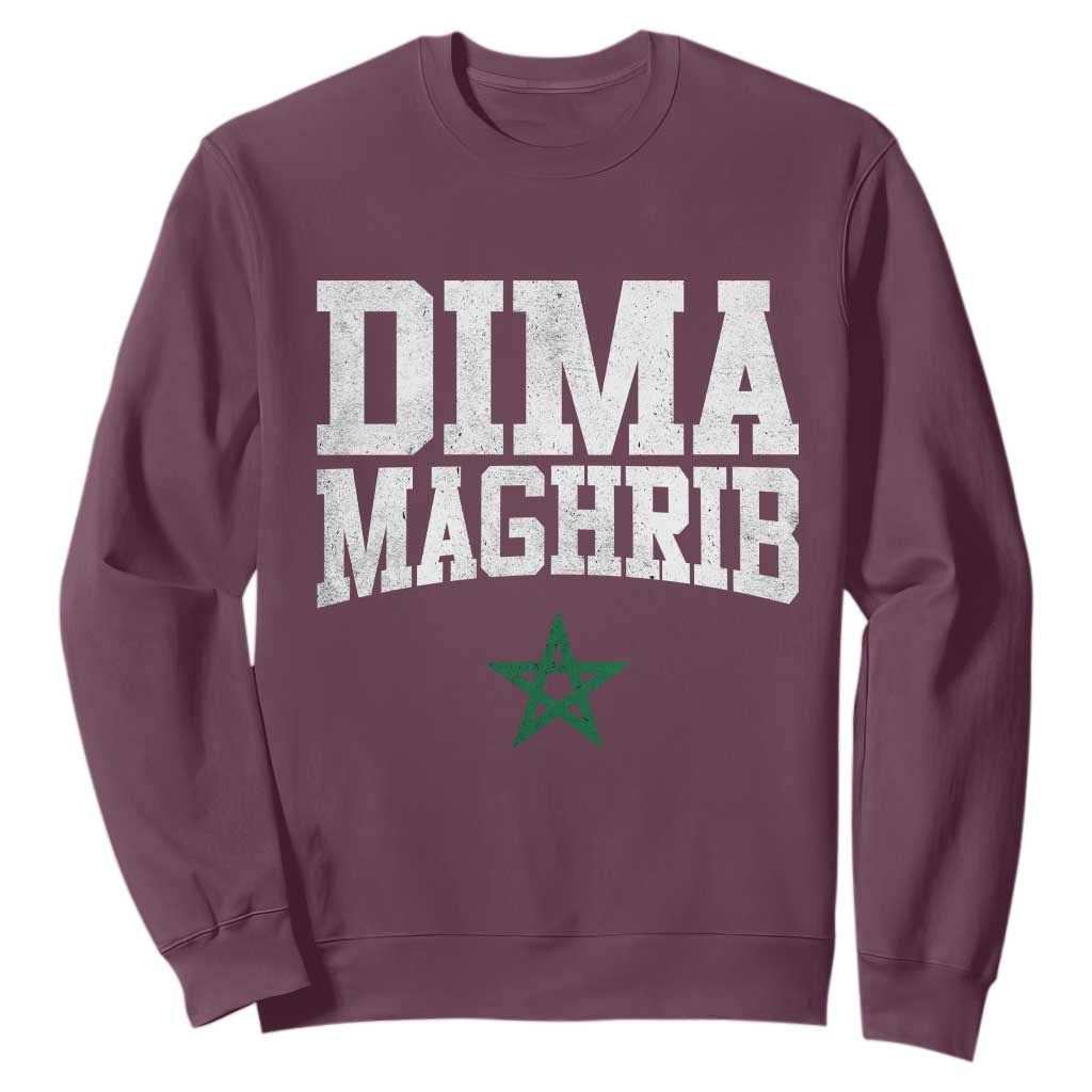 Moroccan Dima Maghrib Flag of Morocco Vintage Green Star Patriotic Sweatshirt TS11 Maroon Print Your Wear