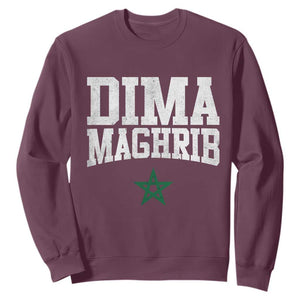 Moroccan Dima Maghrib Flag of Morocco Vintage Green Star Patriotic Sweatshirt TS11 Maroon Print Your Wear